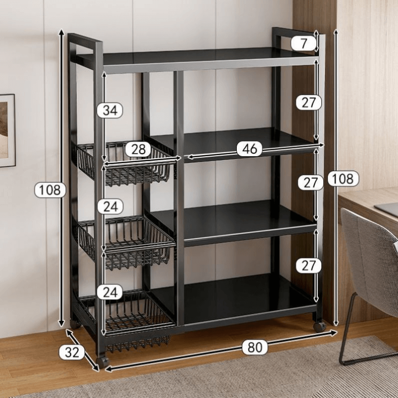 Hc690753aa2f843d9a65af9d2d1f8b8faO Étagère de Cuisine à Roulettes – 4 Niveaux - Image 3